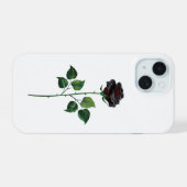 Zwarte roos bloem iPhone 15 hoesje (Achterkant horizontaal)