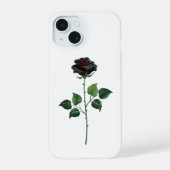 Zwarte roos bloem iPhone 15 hoesje (Achterkant)