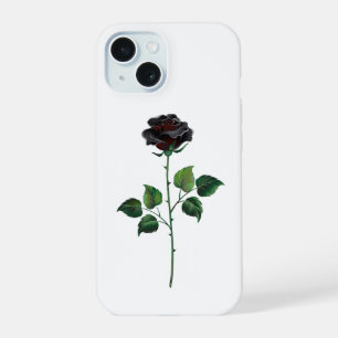 Zwarte roos bloem iPhone 15 hoesje