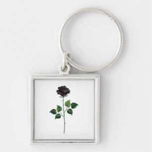 Zwarte roos bloem sleutelhanger