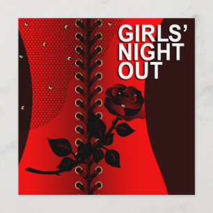 Zwarte Roos Corset Girls Night Out   rood Kaart