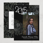 Zwarte Roos Donkere gotische Afstuderen kondiging Kaart (Voorkant / Achterkant)