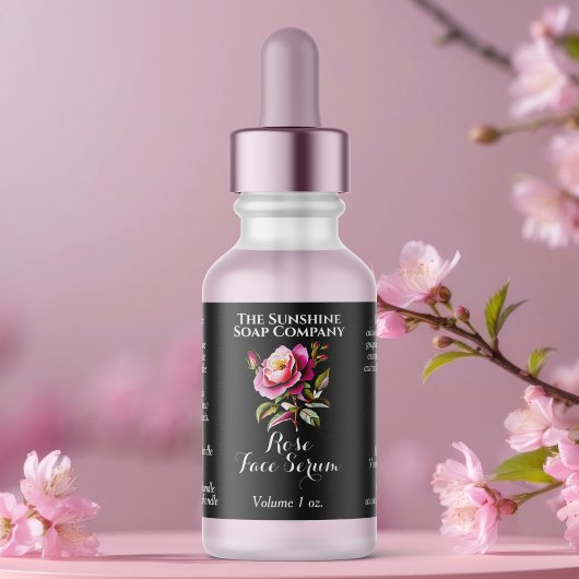 Zwarte Roos druppelfles etiket 2.375 x 1.25