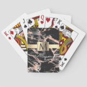 Zwarte & Roos Gold marble Gold Box, naam en monogr Pokerkaarten (Achterkant)