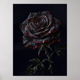 Zwarte Roos — Gotische Botanische Impasto Poster