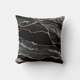 Zwarte Roos Goud Glitters Luxe Agate Geode Kussen