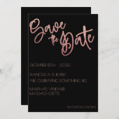 Zwarte Roos Gouden Glitter Art Deco Bruiloft Save The Date (Voorkant / Achterkant)