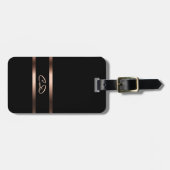 Zwarte roos goudmonogram initiaal bagagelabel (Voorkant horizontaal)