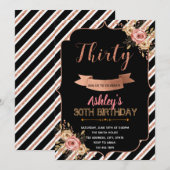 Zwarte roos goudverjaardag uitnodiging (Voorkant / Achterkant)