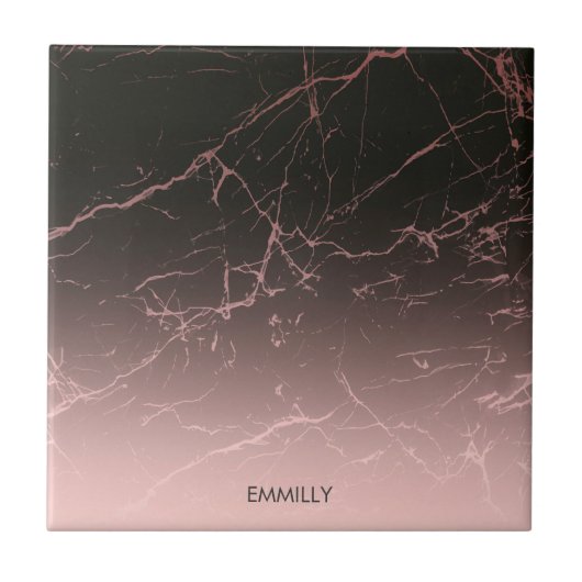 Zwarte Roos marmer Tegeltje (Voorkant)