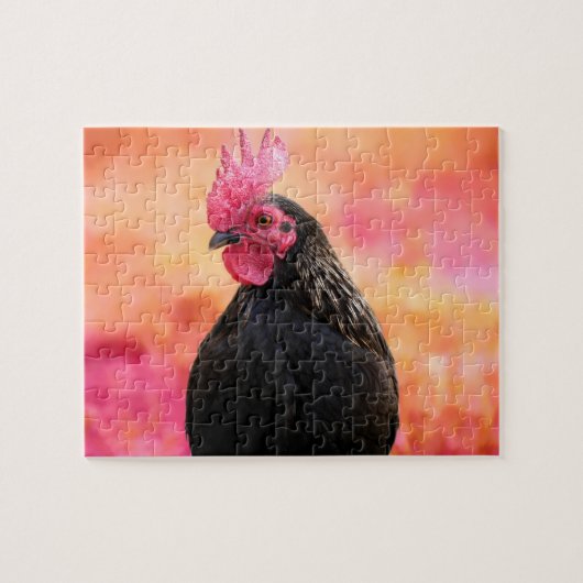 Zwarte rooster legpuzzel (Horizontaal)