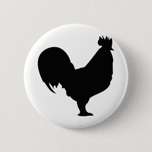 zwarte rooster ronde button 5,7 cm