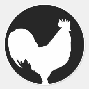 zwarte rooster ronde sticker