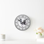 Zwarte Rooster Rooster Rand-wandklok in land Ronde Klok (Huis)