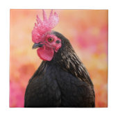 Zwarte rooster tegeltje (Voorkant)