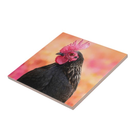 Zwarte rooster tegeltje (Zijkant)