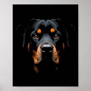 Zwarte Rottweiler Hond Rottie Gezicht Poster