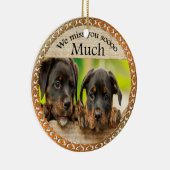 Zwarte Rottweiler schattige puppy honden met tries Keramisch Ornament (Rechts)