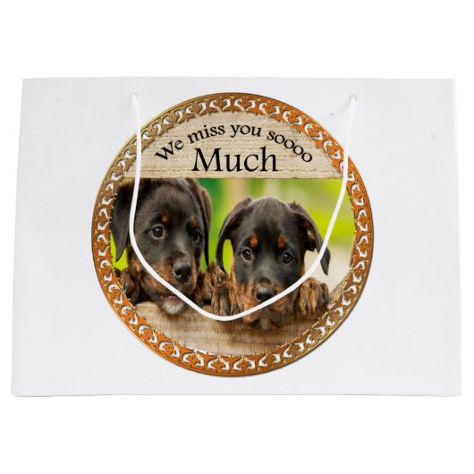Zwarte Rottweiler schattige puppy honden met tries Large Cadeauzakje (Voorkant)