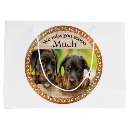 Zwarte Rottweiler schattige puppy honden met tries Large Cadeauzakje (Achterkant)