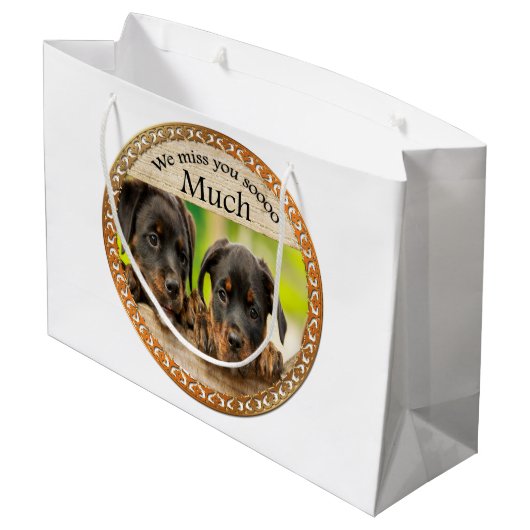 Zwarte Rottweiler schattige puppy honden met tries Large Cadeauzakje (Achterkant Gekanteld)