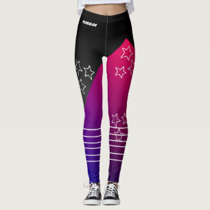 zwarte roze blauwe gradiënt, monogrammen leggings