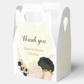 zwarte roze bloemen gouden botanische bruiloft bedankdoosjes (Geopend)