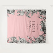 Zwarte Roze Bruidsmeisjesfeest Achtergrond Foto Wandkleed (Voorkant (horizontaal))