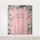 Zwarte Roze Bruidsmeisjesfeest Achtergrond Foto Wandkleed (Voorkant)