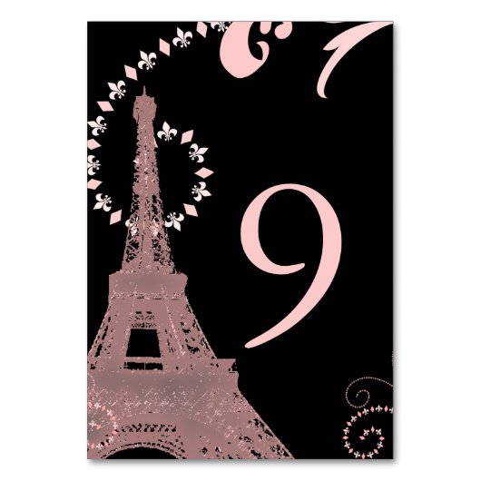 zwarte roze eiffeltoren  parijs bruiloft kaart (Voorkant)