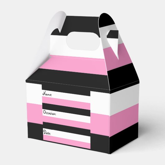 Zwarte, roze en witte strepen bedankdoosjes (Achterkant)