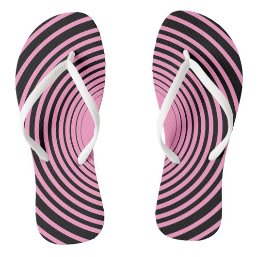 Zwarte roze gestreepte Teenslippers (Voetbed)