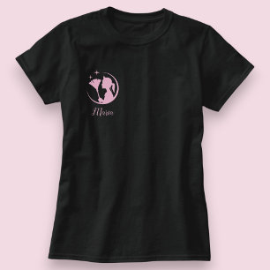 Zwarte Roze Glanzende Dienstmeid Schoonmaakhuis T- T-shirt