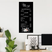 Zwarte & Roze Glitter Salon Menu Muurposter Poster (Thuiskantoor)