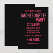 Zwarte Roze Glitter Typografie Bachelorette Kaart (Voorkant / Achterkant)