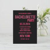 Zwarte Roze Glitter Typografie Bachelorette Kaart (Staand voorkant)