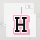 zwarte roze letter H Briefkaart (Voorkant / Achterkant)