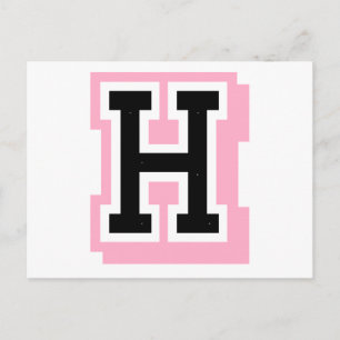 zwarte roze letter H Briefkaart