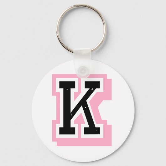 zwarte roze letter K Sleutelhanger (Voorkant)