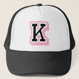 zwarte roze letter K Trucker Pet