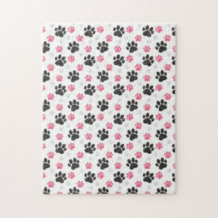 Zwarte Roze Pootafdruk Hondeneigenaar Puppy Liefhe Legpuzzel