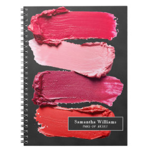 Zwarte roze schoonheidssalon make-up artistieke li notitieboek