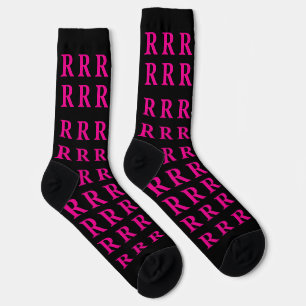 Zwarte roze sokken met op maat gemaakte monogram i