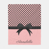 Zwarte roze Stippen en lint Fleece Deken (Voorkant)