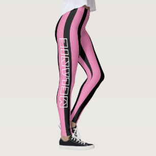 Zwarte roze stripes Comfy Name Sportkleding Workou Leggings
