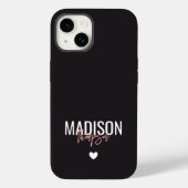 Zwarte roze witte hartnaam & achternaam Case-Mate iPhone case (Achterkant)