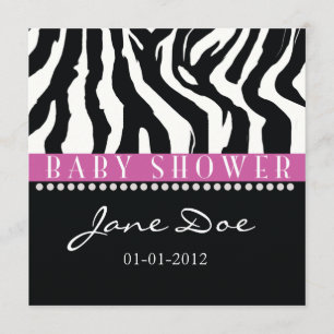 Zwarte & Roze Zebra Babydoucheruimten Kaart