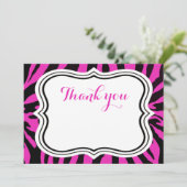 Zwarte roze zebra mode dierlijk meisje bedankt (Staand voorkant)