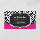 Zwarte roze zebra Print Diamond met modern haarsty Visitekaartje (Achterkant)