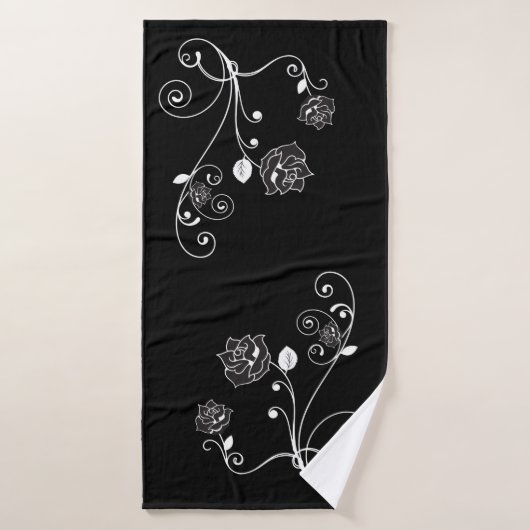 Zwarte Rozen Bad Handdoek (Badhanddoek)